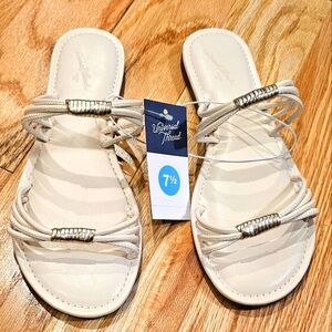 *Women's Sandals, Aura Two Band Slide, Cream, Size 7.5